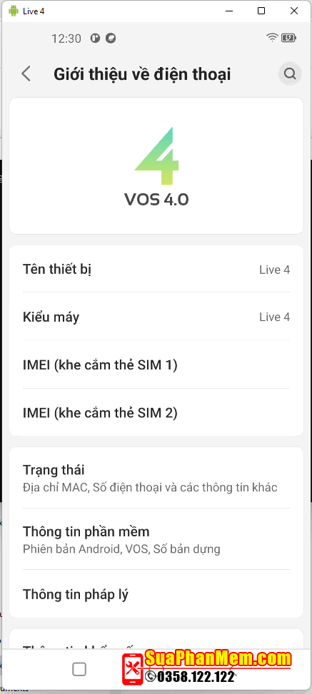 Fix Vsmart Live 4 (V640A) mất imei thành công