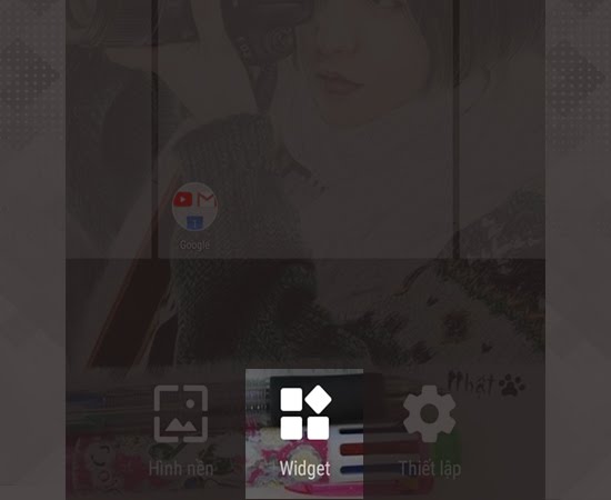 Nhấn vào chỗ trống trên màn hình chọn vào Widget