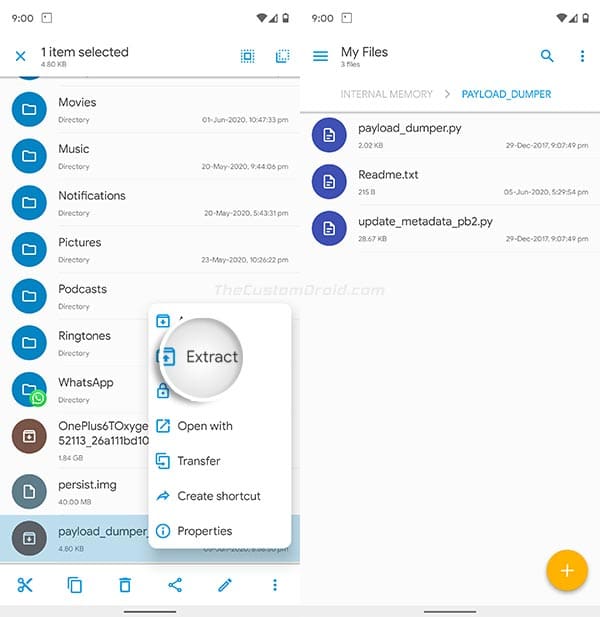 Giải nén tệp ZIP của Payload Dumper Tool trên thiết bị Android của bạn Giải nén tệp ZIP của Payload Dumper Tool trên thiết bị Android của bạn